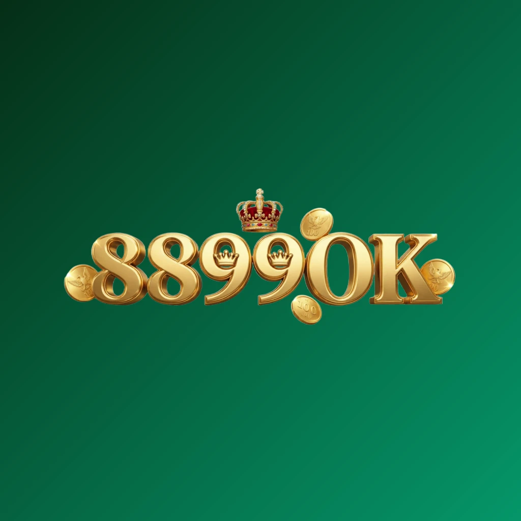 Casino-style logo for 8899OK featuring golden letters with a crown element and sparkling coins, creating a luxury gaming atmosphere on a transparent background